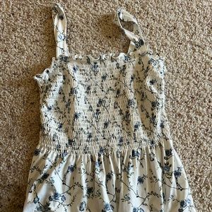 White and blue floral tank